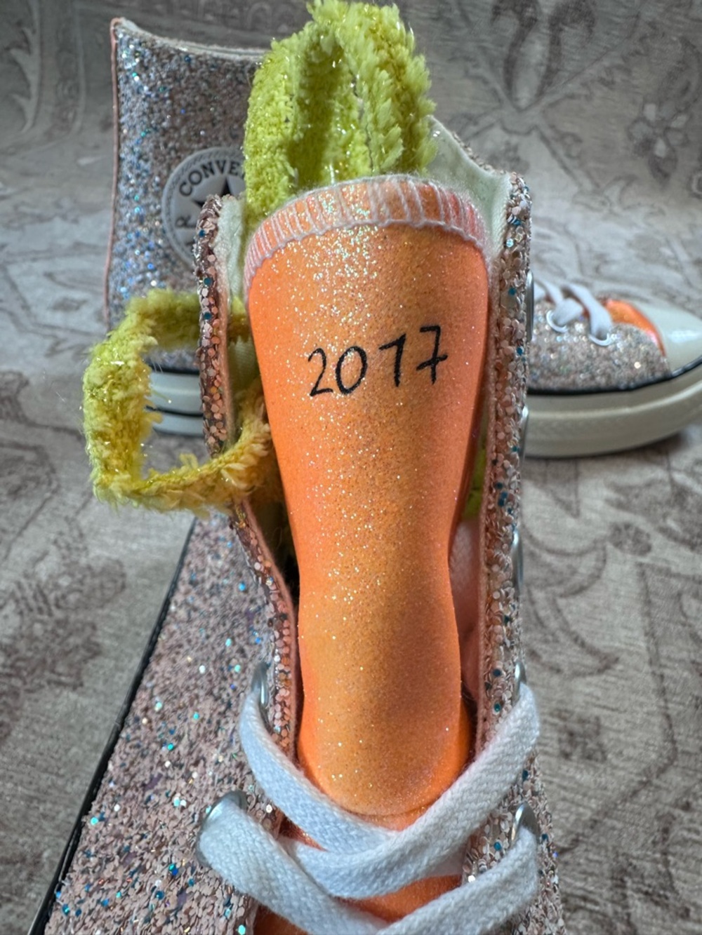 Converse Glitter High Top Sneakers - Pink with Orange Accents - Picture 8 of 9